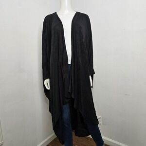 Kedem Sasson O/S Duster Jacket Cardigan Dolman Sleeve Cocoon Black Lagenlook NWT